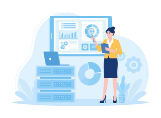 Analyzing big data concept flat illustration