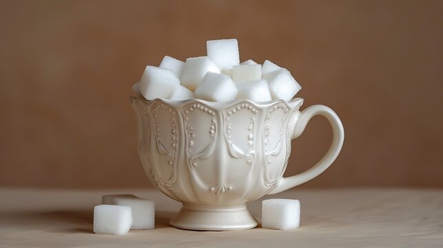 A cup with it is expected also cubes of lump sugar
