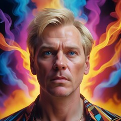 portrait of a man with colorful background