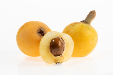White jade loquat on white background in Suzhou, Jiangsu Province, China