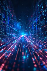 Obraz premium Futuristic Digital Matrix Abstract Background for Cyber Big Data Analytics and AI Technology