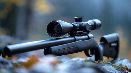 Obraz premium Black hunting rifle. Generative AI.