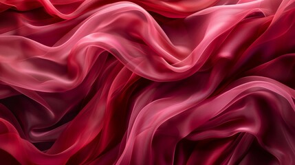 Obraz premium A tight shot of red and pink fabric featuring a wavy pattern at the bottom The lower edge displays a red and white striped design