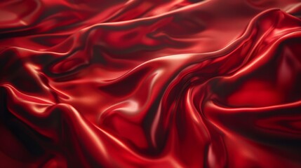  A close-up of a red fabric with a wavy design at the bottom The bottom edge also displays an identical wavy pattern