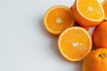 Fototapeta premium Fresh and ripe sunkist oranges fruits on white background 