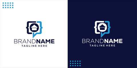 Chat Home Real Estate logo concept, Design Inspiration, Illustration, Vector