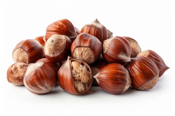 Obraz premium A pile of nuts with some of them open