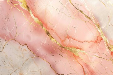 Fototapeta premium Stunning abstract design featuring elegant pink marble with shimmering gold veins, creating a luxurious and sophisticated texture.