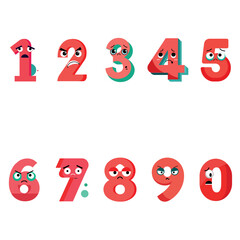 Number vector isolated 1 2 4 5 6 7 8 9 0