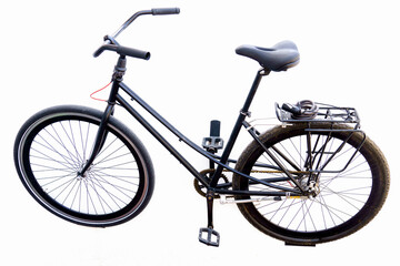 black retro style bicycle isolated on white background with copy space