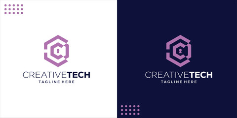 Hexagon Technology Logo icon symbol with Letter C logo template, Design Inspiration, Illustration, Vector