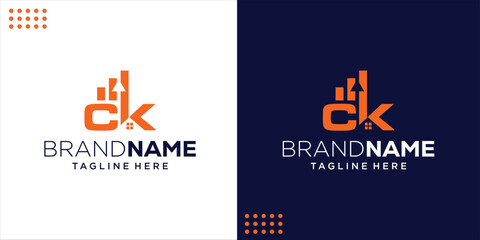 CK Logo Concept With Upward Arrow Graphic, Design Inspiration, Illustration, Vector