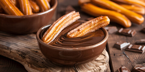 Delicious Crispy Spanish Churros with Thick Chocolate Sauce