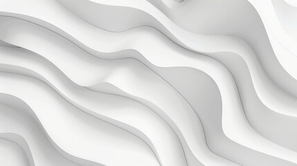 Minimalist design principles are illustrated by seamless white waves merging into a clean background.