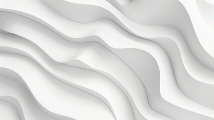Obraz premium Minimalist design principles are illustrated by seamless white waves merging into a clean background.