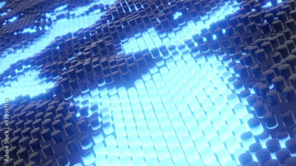 Poster 3d rendering of abstract dark geometric background with blue light. loop animation.