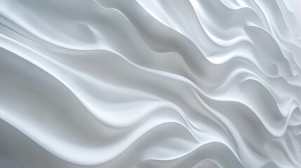 Obraz premium Clean and smooth wave-like forms in white create a seamless blend with a pristine background.