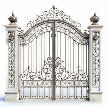 recommend clip art: Decorative wrought-iron fence with gate