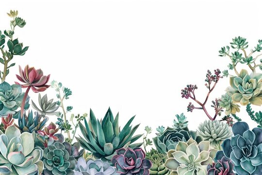 Succulents border pattern nature plant.