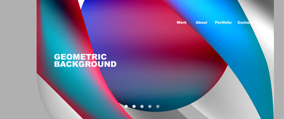 Bright multicolored geometric abstract shapes. Minimal trendy simplicity concept. Modern overlapping forms