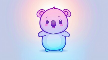   A charming koala in a multicolored background with a white border