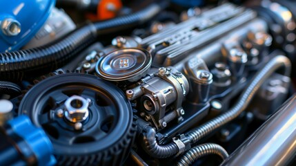 Fototapeta premium cylinder head and upper engine components