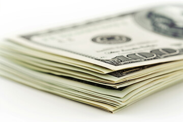 A high-resolution photograph of a stack of hundred-dollar bills