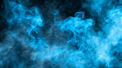 Obraz premium Blue smoke against a black backdrop, reminiscent of film or screen imagery