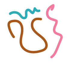 Brown pink blue squiggly lines vector 