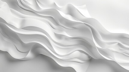 Fototapeta premium Abstract composition featuring flowing white wave surfaces on a clear background, evoking a sense of tranquility and elegance.
