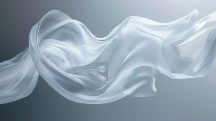 Obraz premium Abstract composition featuring flowing white wave surfaces on a clear background, evoking a sense of tranquility and elegance.