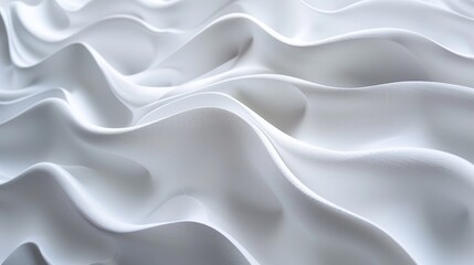 Obraz premium Abstract composition featuring flowing white wave surfaces on a clear background, evoking a sense of tranquility and elegance.