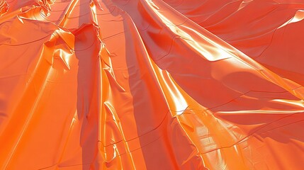   Closely cropped image of an orange cloth with multiple folded layers visible, under bright sunlight atop