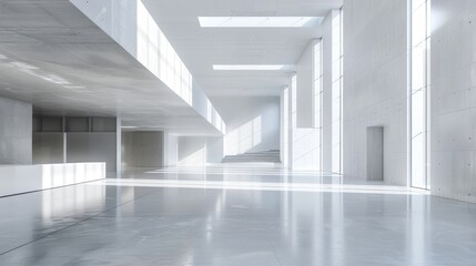Obraz premium Abstract architectural composition with smooth white surfaces and ample empty space, highlighting modern design