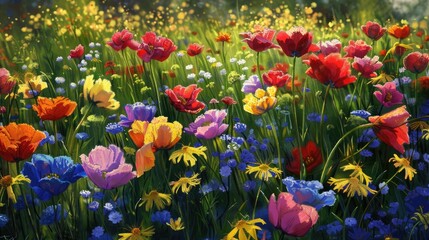 Spring meadows colorful display