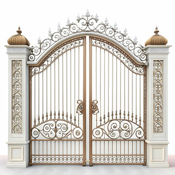 recommend clip art: Decorative wrought-iron fence with gate
