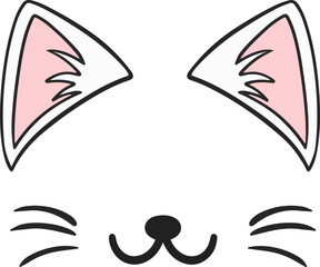 Cat ears illustration icon, cat, ears, cartoon, cute, illustration, color, icon, line,