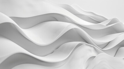 Obraz premium Clean and minimalist wave-like forms in white, seamlessly blending with a clean background to create an elegant and serene visual composition.