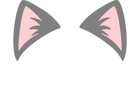Cat ears illustration icon, cat, ears, cartoon, cute, illustration, color, icon, line,