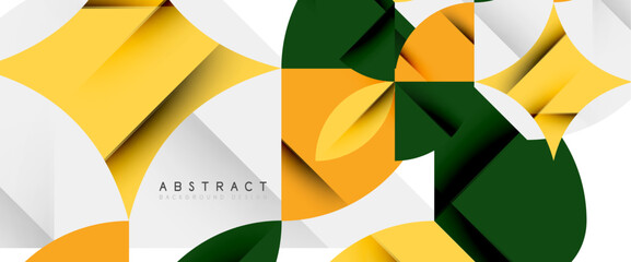 Minimal geometric elements on white. Petals, round triangles, star