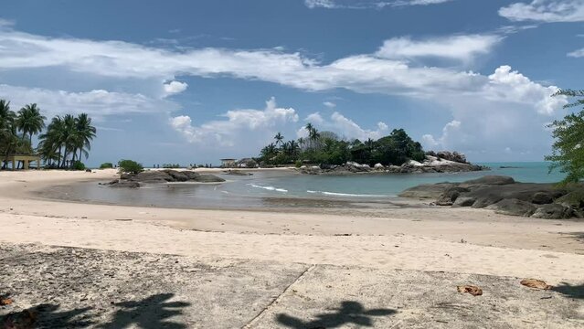 
Sungailiat, Bangka Belitung 15 April 2024,

Parai Beach, the view from the beach is beautiful with calm water and sunny weather