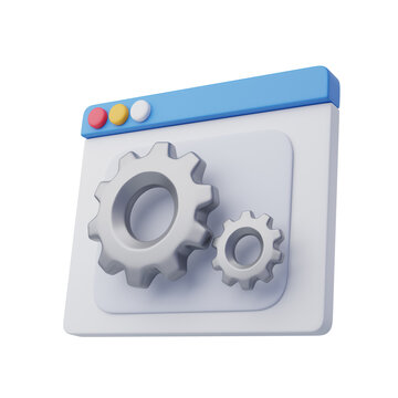 3D of gears on pop up windows.