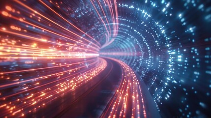 Fototapeta premium Dynamic high-speed data network with slick, glossy, and glowing lines of light