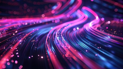 Dynamic high-speed data network with slick, glossy, and glowing lines of light