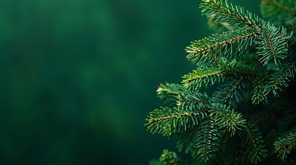 A pine tree branch in focus with green blur