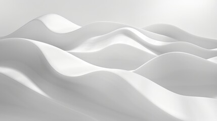 Fototapeta premium Abstract composition featuring flowing white wave surfaces on a clear background, evoking a sense of tranquility and elegance.