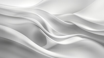 Obraz premium Abstract composition featuring flowing white wave surfaces on a clear background, evoking a sense of tranquility and elegance.