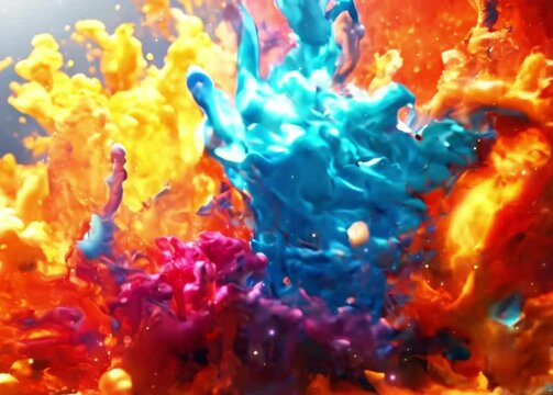 luxury Color paint drops explosion smoke in water