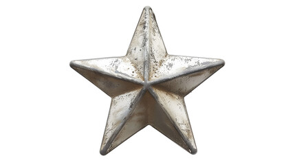 silver star isolated on transparent background, star cut out 