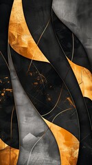 Elegant minimalist abstract art with bold lines in black and gold for a modern and chic wallpaper background.